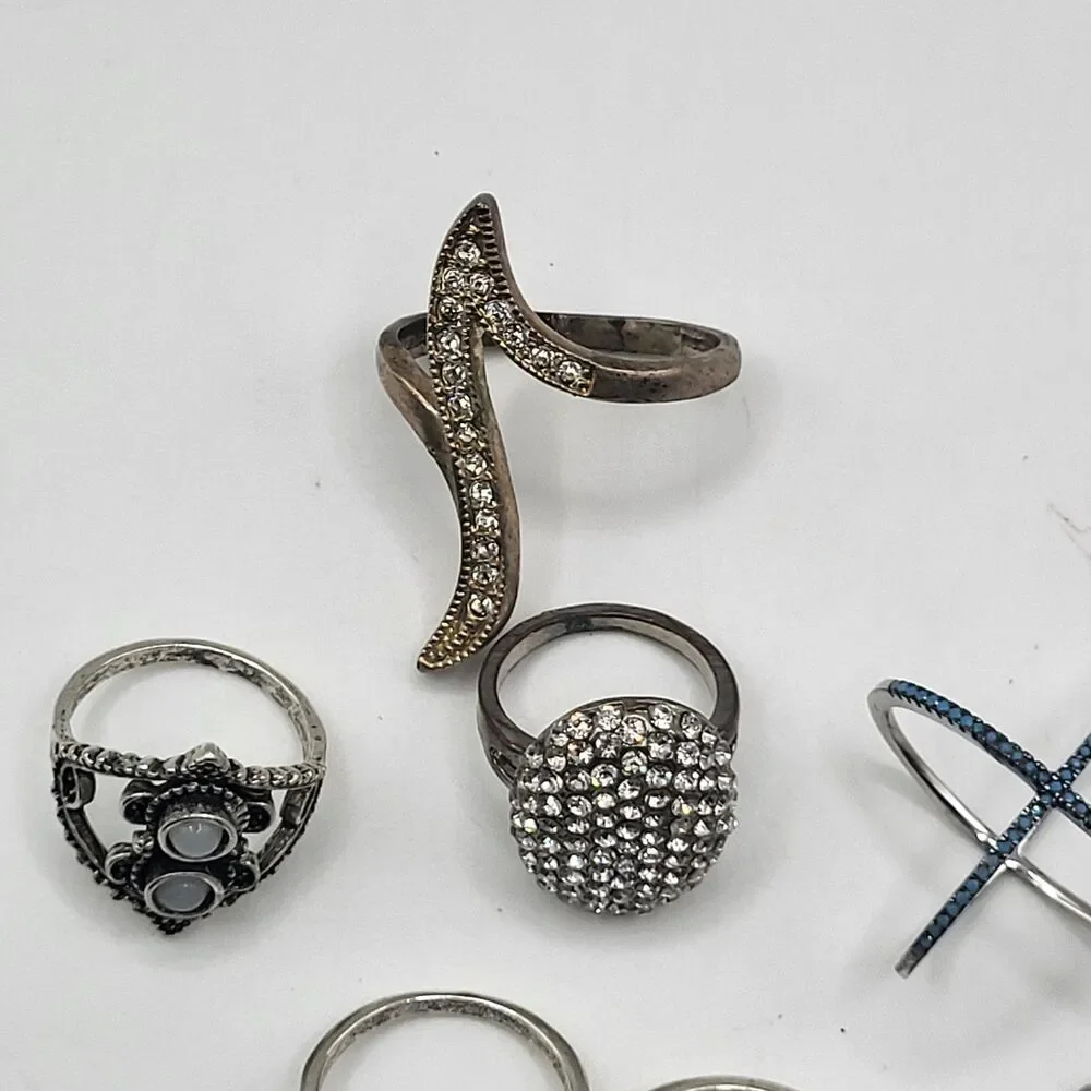 Lot of 7 Fashion Rings Size 6-9 mostly 8